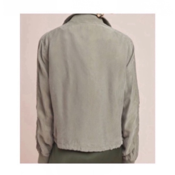 ANTHROPOLOGIE Marrakech Draped Tencel Lightweight Bomber Jacket Army Green Sz 1X - Picture 7 of 7